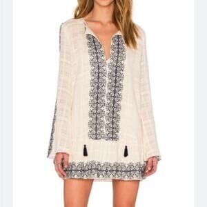 Bec + Bridge Cream Embroidered Boho Mini Dress Size 4